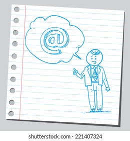 Businessman speaking e-mail sign