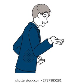 Businessman Speaking and Explaining Side View Illustration