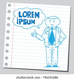 Businessman speaking lorem ipsum