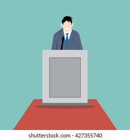 Businessman is speaking at the podium-vector