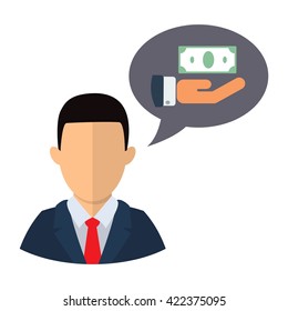 Businessman speaks about saving money. Avatar. eps 10. Isolated. vector.