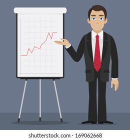 Businessman specifies on flipchart
