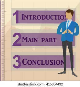 Businessman specifies the presentation content
