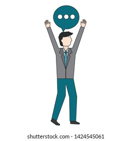 businessman with speech bubble avatar character vector illustration design