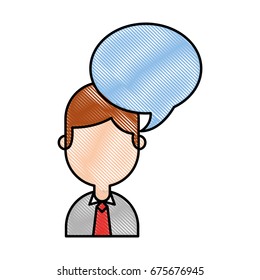 businessman with speech bubble avatar character icon