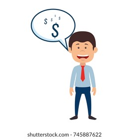 businessman with speech bubble avatar character icon