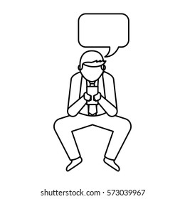 businessman with speech bubble character isolated icon vector illustration design