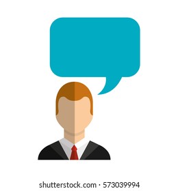 businessman with speech bubble character isolated icon vector illustration design