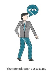 businessman and speech bubble communication