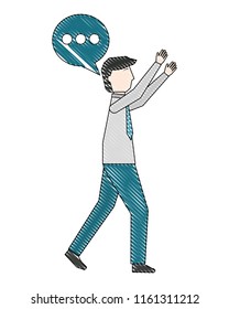 businessman and speech bubble communication