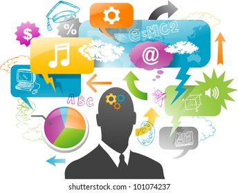businessman with speech bubble communication concept