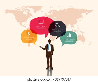 Businessman with speech bubble ifographic 