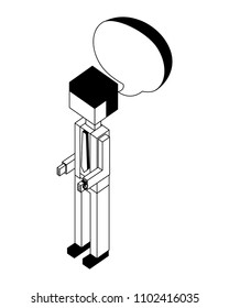 businessman with speech bubble isometric avatar character