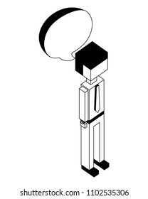 businessman with speech bubble isometric avatar character