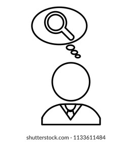 businessman with speech bubble and magnifying glass