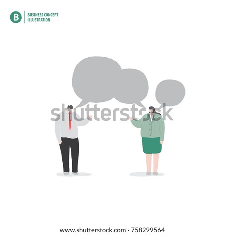 Businessman and speech bubble meaning advice or consult or thinking on white background illustration vector. Business concept.