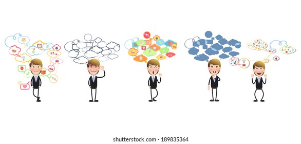 businessman with speech bubble over white background
