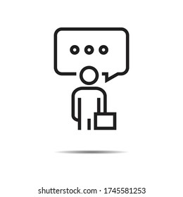 Businessman speech bubble talking icon vector, people, business, interview, discussion 