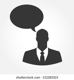 Businessman with speech bubble  - vector icon