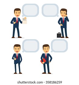 Businessman with speech bubbles