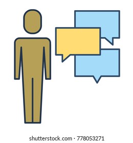 businessman with speech bubbles communication