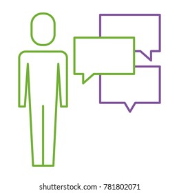 businessman with speech bubbles communication