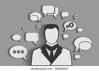 Businessman with speech bubbles, Social network chat