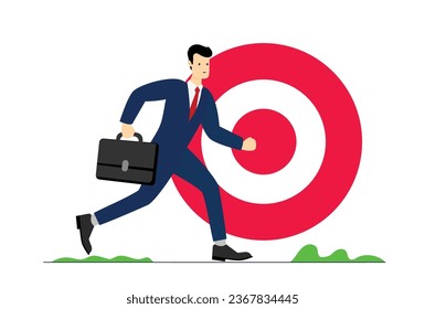 Velocidad del empresario corriendo hacia la ilustración vectorial de destino