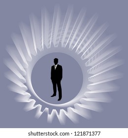 Businessman with spin gear