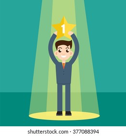 Businessman in spotlight