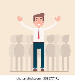 Businessman in spotlight. Human resource recruitment. Person success, employee and career. Vector illustration concept background