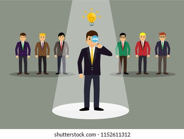 Businessman in spotlight isolated on background, Find a job