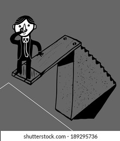 Businessman in the spring board