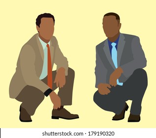 Businessman Squatting