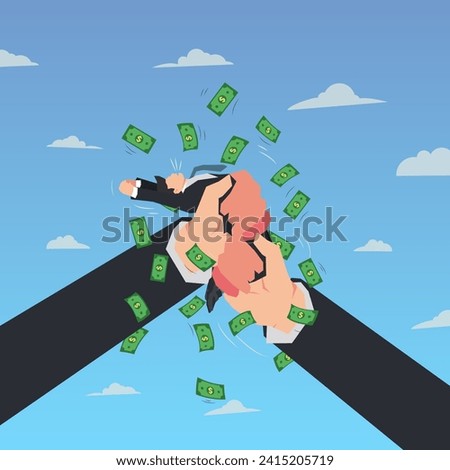 Businessman was squeezed by big hands and spent a lot of money vector