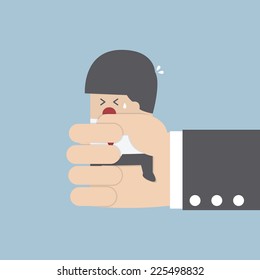 Businessman squeezed by boss hand, VECTOR, EPS10