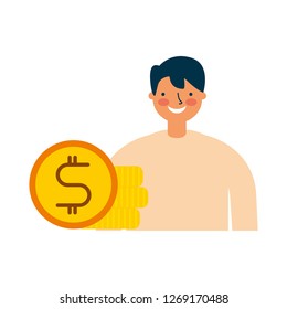 businessman with stack coins money