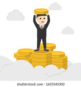businessman in the stack of money design