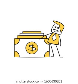businessman and stack of money, financial concept