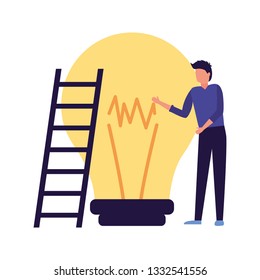 businessman with stairs and bulb