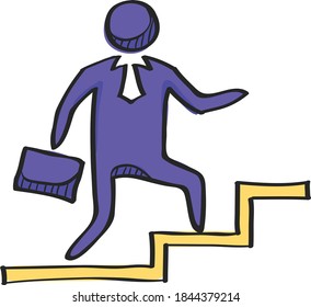Businessman stairway icon in color drawing. Business office future ambition challenge