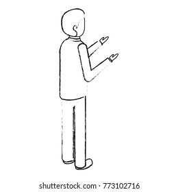 businessman stand back view character isometric