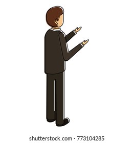 businessman stand back view character isometric