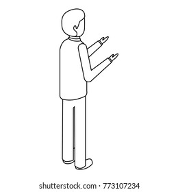 businessman stand back view character isometric