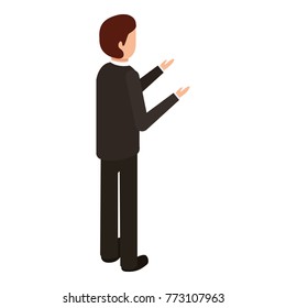 businessman stand back view character isometric