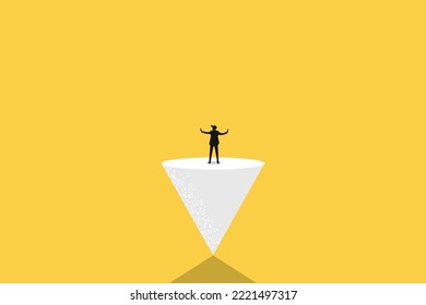 businessman stand balancing on triangle. work life balance career opportunity vector symbol. Job opportunity and career.