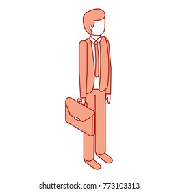 businessman stand holding briefcase isometric image