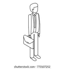 businessman stand holding briefcase isometric image