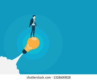 businessman stand a light blub