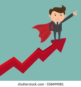 Businessman stand on arrow graph ,Business concept - vector illustration